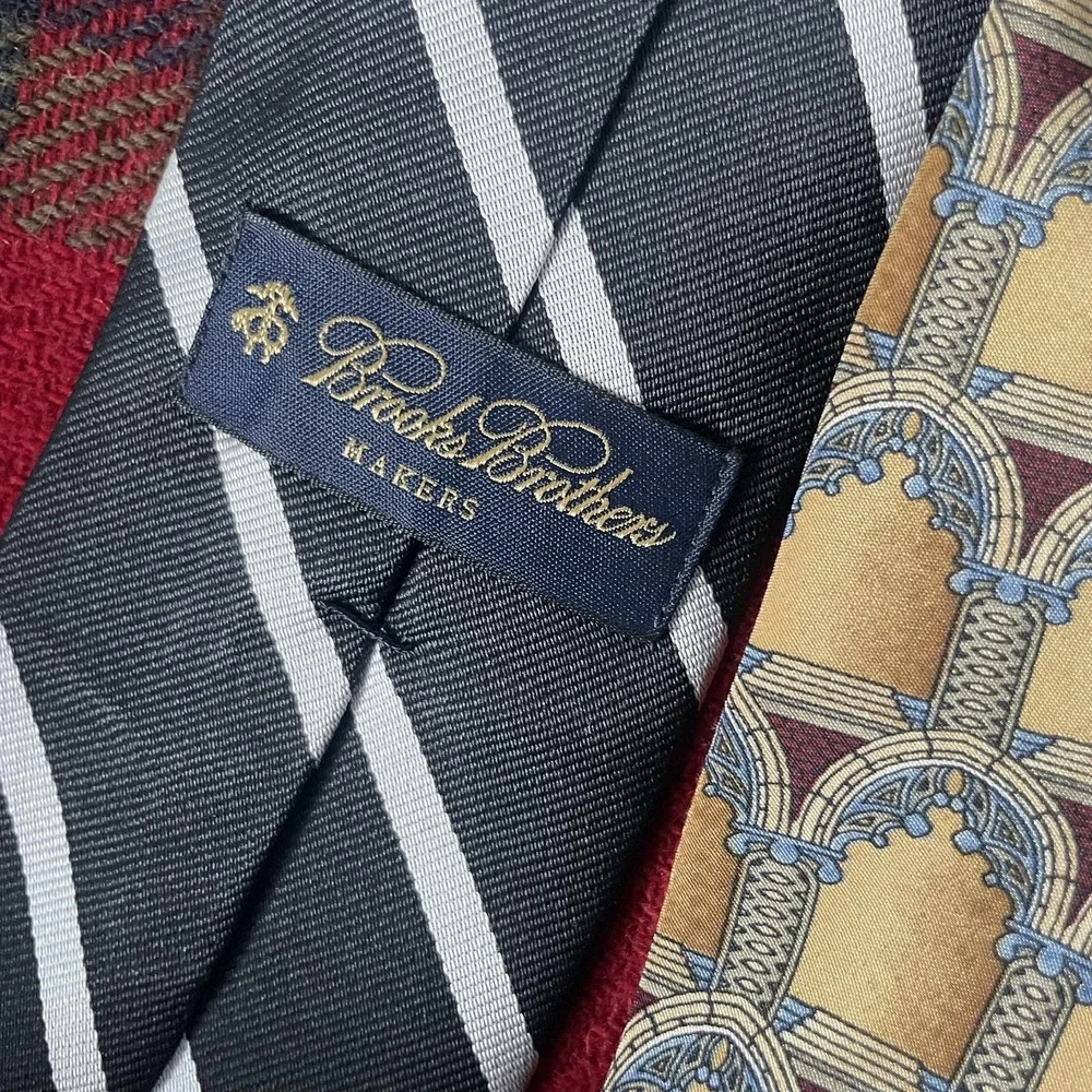 Designer Tie Lot Christian Dior Brooks Brothers Mens One Size Multicolor Silk